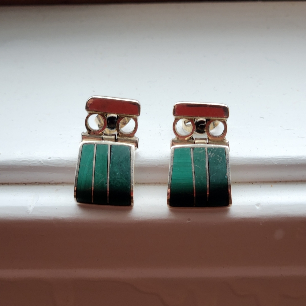 Silver & Green Earrings